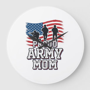 Relógio Grande Mãe Orgulhosa do Exército Camisa Militar Patriótic