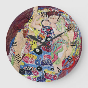 Relógio Grande Maiden (Virgem), Gustav Klimt, Vintage Art Nouveau