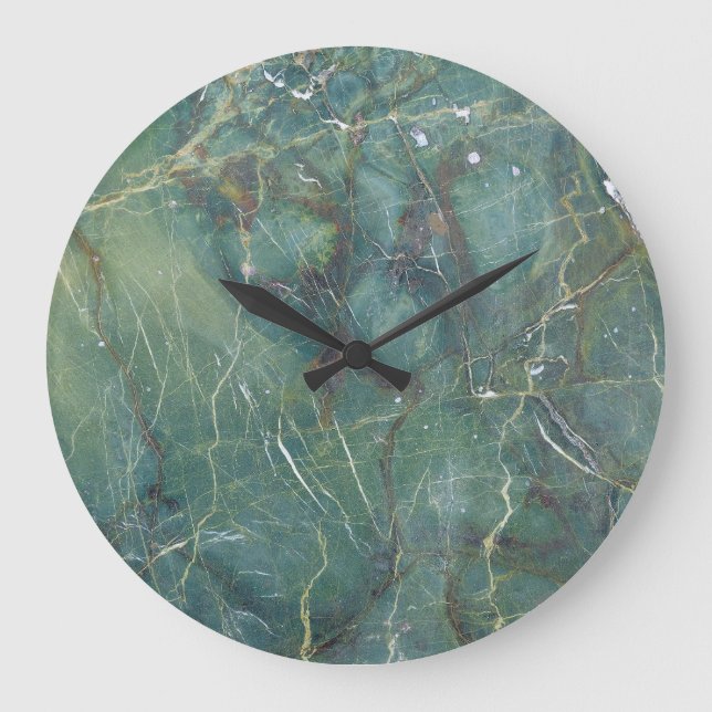 Relógio Grande Malachite Verde Marble Textura Detalhada (Frente)