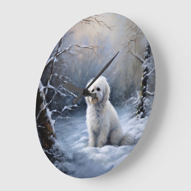 Relógio Grande Maltês Deixe-o nevar no Natal (Ângulo)