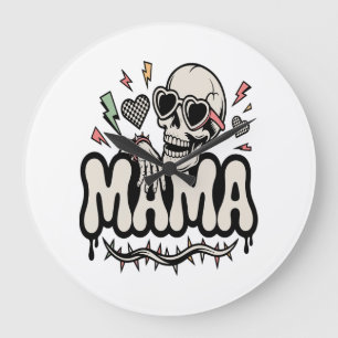 Relógio Grande Mama Legal de Halloween Divertido Caveira