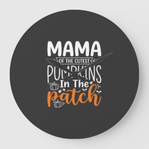 Relógio Grande Mama Pumpkins Patch Design de Halloween_1
