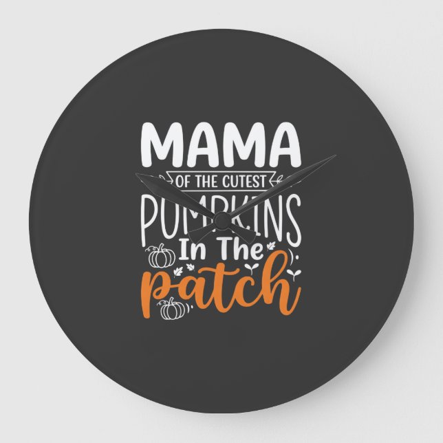 Relógio Grande Mama Pumpkins Patch Design de Halloween_1 (Frente)