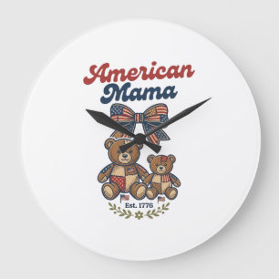 Relógio Grande Mamãe Americana Urso Patriótico Remendo Vetorial D