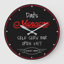 Relógio Grande Mancave Red Script Pai Qualquer Nome Bar Preto