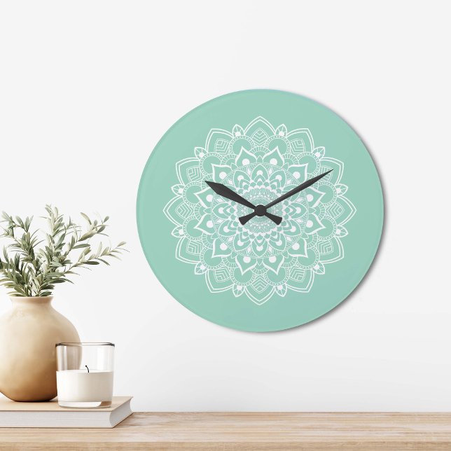 Relógio Grande Mandala Boho Elegante (Criador carregado)