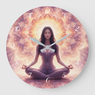 Relógio Grande Mandala de Meditação Brilhante Mulher Nome Persona