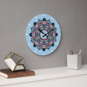 Relógio Grande Mandala em rosa