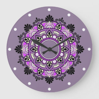 Relógio Grande Mandala em roxo