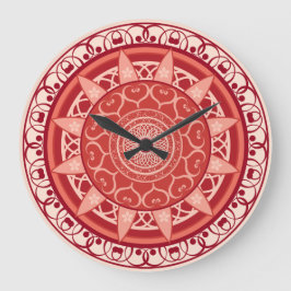 Relógio Grande Mandala em vermelho