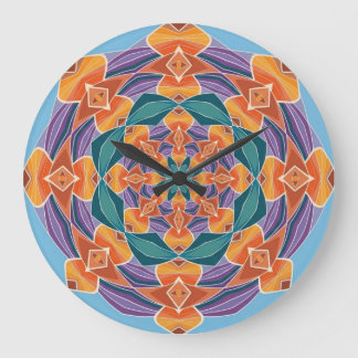 Relógio Grande Mandala Flor de Pôr do Sol