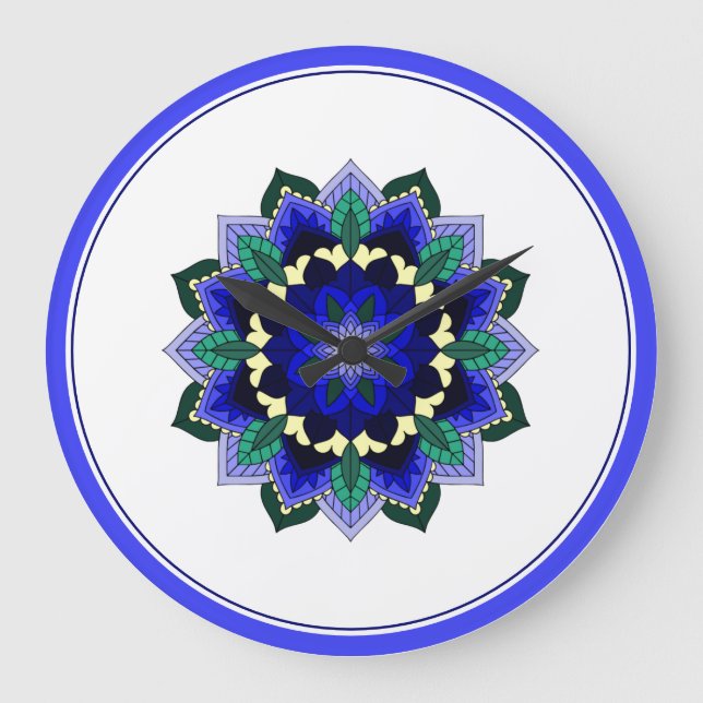 Relógio Grande Mandala in blue (Frente)