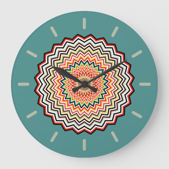 Relógio Grande Mandala Zigzag Pattern (Frente)