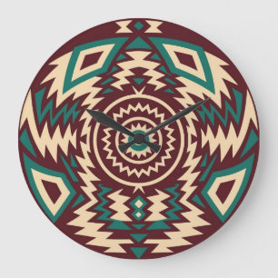 Relógio Grande Mandalas Geométricas Inspiradas em Tribal