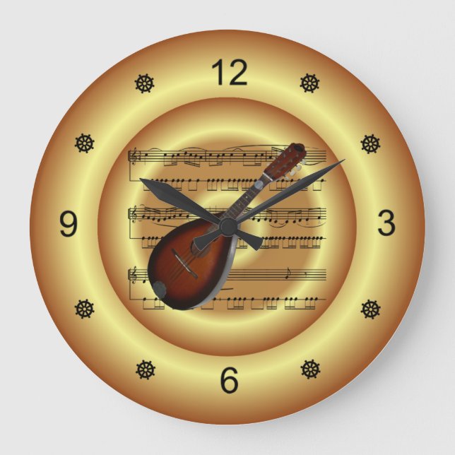 Relógio Grande Mandolin ~ Sheet Music ~ Dourado Background ~  (Frente)