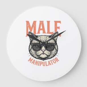 Relógio Grande Manipulador Masculino Óculos de Sol Gato Engraçado