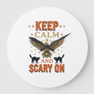 Relógio Grande Mantenha Calmo Design Vetorial de Halloween Vintag