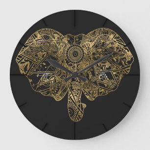 Relógio Grande Mão de Elefante Bonita desenhada Henna floral