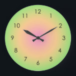 Relógio Grande Mão Verde Cor-de-rosa cor-de-rosa<br><div class="desc">Linda aquarela digital Cor rosa rosa Pêssego,  design verde-gradiente ombre. Dons de verão gradiente.</div>