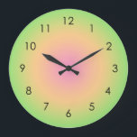 Relógio Grande Mão Verde Cor-de-rosa cor-de-rosa<br><div class="desc">Linda aquarela digital Cor rosa rosa Pêssego,  design verde-gradiente ombre. Dons de verão gradiente.</div>