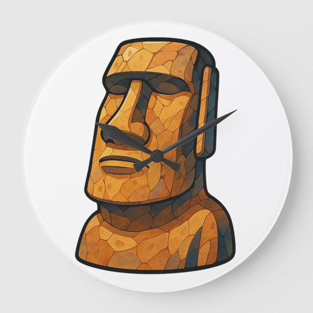 Relógio Grande Maoi Stoic Statue (Frente)