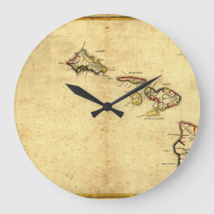 Relógio Grande Mapa 1837 - ilhas havaianas de Havaí do vintage