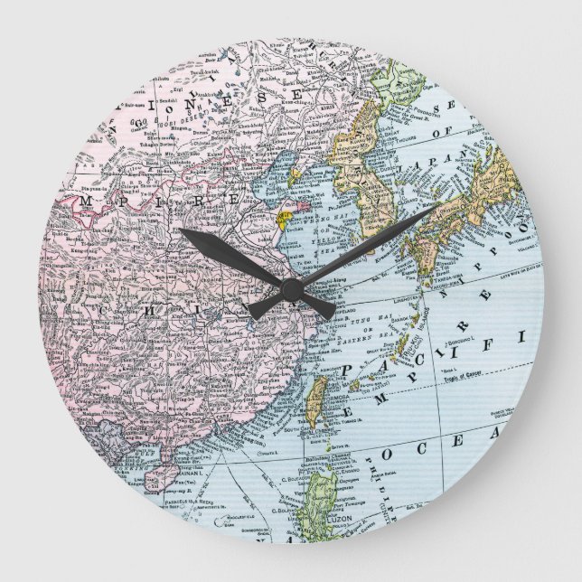 RELÓGIO GRANDE MAPA: ÁSIA ORIENTAL, 1907 (Frente)