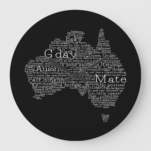 Relógio Grande Mapa das gírias australianas (Frente)