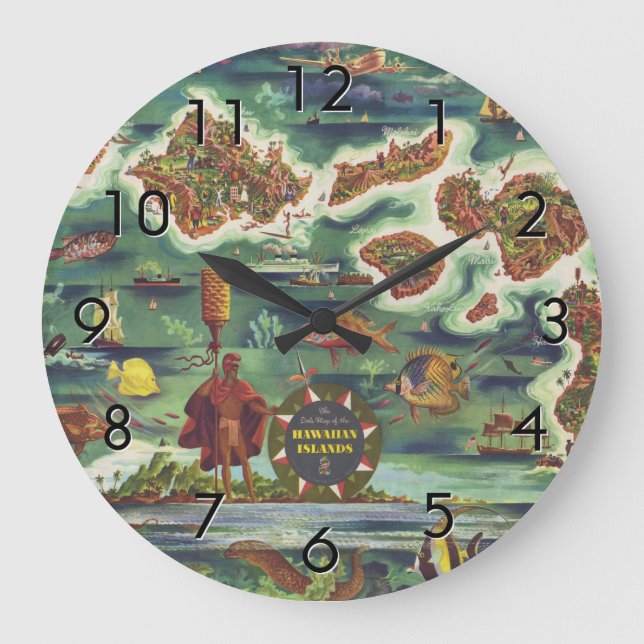 Relógio Grande Mapa de Dole, 1950, do Havaí Joseph Feher Dark (Frente)