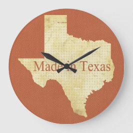 Relógio Grande Mapa do Estado do Texas Rusty Red e Cream Wall Clo