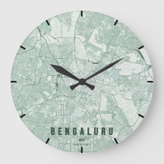 Relógio Grande Mapa Minimalista da Cidade de Bengaluru Índia