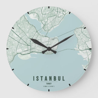 Relógio Grande Mapa Minimalista da Cidade de Istambul Turquia