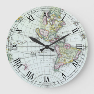 Relógio Grande Mapa Mundial Antigo do Século 17, Frederick De Wit