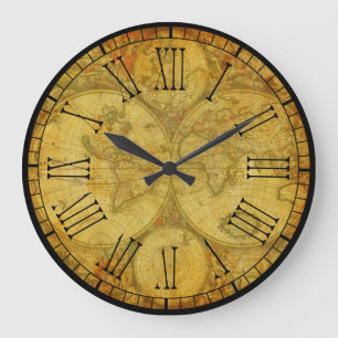 Relógio Grande Mapas do Velho Mundo, Rústicos e Bonitos