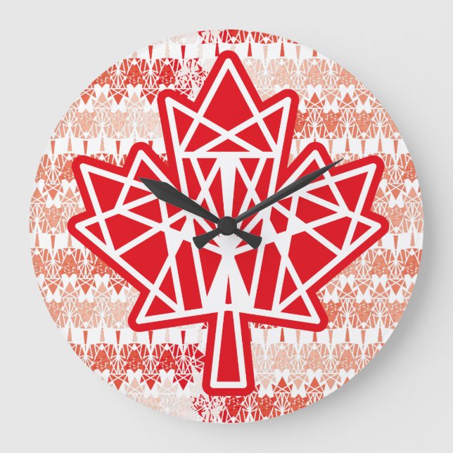 RELÓGIO GRANDE MAPLE MADE WITH TRIANGLES CANADA FLAG BY MASANSER (Frente)