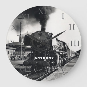 Relógio Grande Máquina a Vapor de Trem de Locomotiva Antiga Ferro