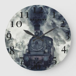 Relógio Grande Máquina a Vapor de Trem Locomotiva Antiga Ferrovia