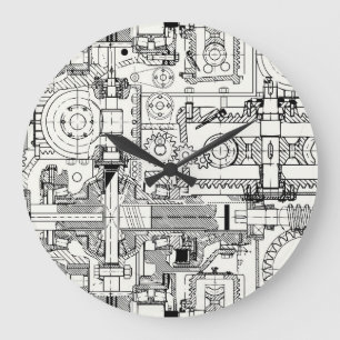 Relógio Grande Máquinas Técnicas Sem Costura.