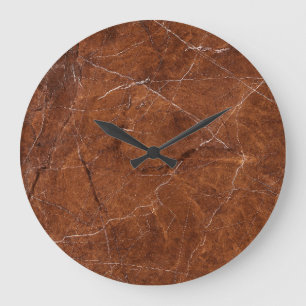 Relógio Grande Marble Brown Glossy: Fundo de Textura de Luxo
