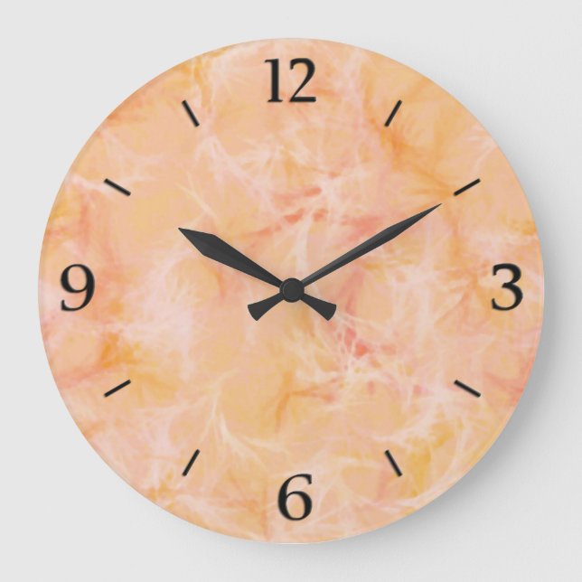 Relógio Grande Marble swirl impressão - laranja mole (Frente)