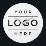 Relógio Grande Marca do logotipo comercial branco personalizado<br><div class="desc">O relógio personalizado da marca para a sua empresa ou escritório doméstico apresenta o seu design de logotipo. A escala do logótipo e a cor branca de fundo podem ser ajustadas. Entre em contato com o designer para obter assistência adicional em kathleen@plushpaper.com</div>