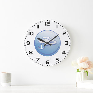 Relógio Grande Marinha Náutica de Barco e Âncora