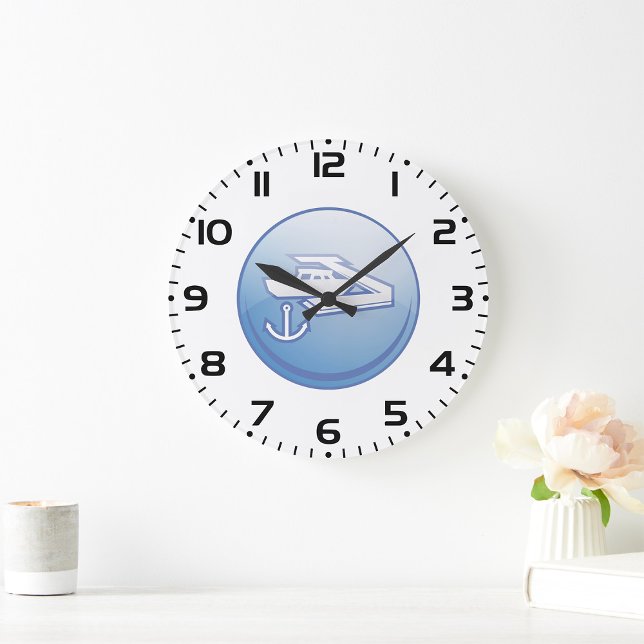 Relógio Grande Marinha Náutica de Barco e Âncora (Criador carregado)