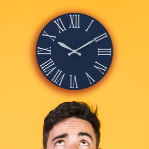 Relógio Grande Marinho azul Nauti Number2 romano de prata