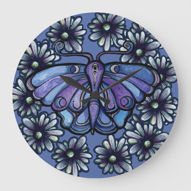 Relógio Grande Mariposa Luna Roxa MoonChild Mariposas da Lua (Frente)