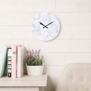 Relógio Grande Mármore Branco Moderno Elegante