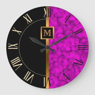 Relógio Grande Mármore Dourado Preto Moderno e Elegante do Luxo