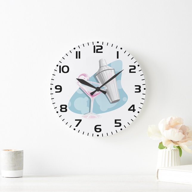 Relógio Grande Martini Glass E Shaker (Criador carregado)