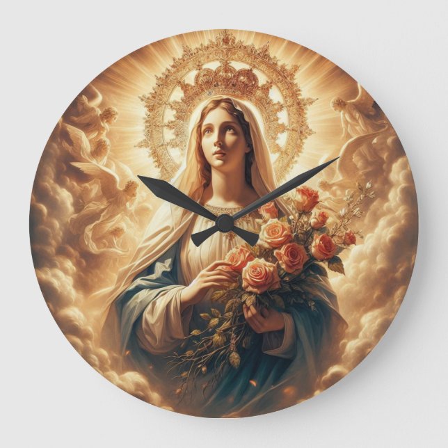 Relógio Grande Mary Virgin Jesus (Frente)