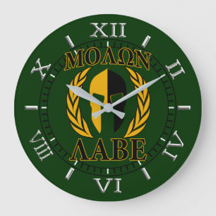 Relógio Grande Máscara de Molon Labe Spartan Laurels Dial Verde